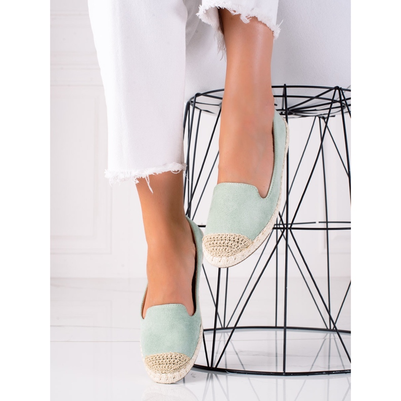 SHELOVET Espadrillas in camoscio verde 1