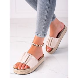 SHELOVET Ciabatte espadrillas da donna beige 1