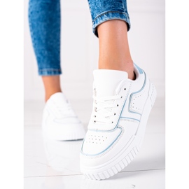 SHELOVET Scarpe da ginnastica bianche bianco blu 2