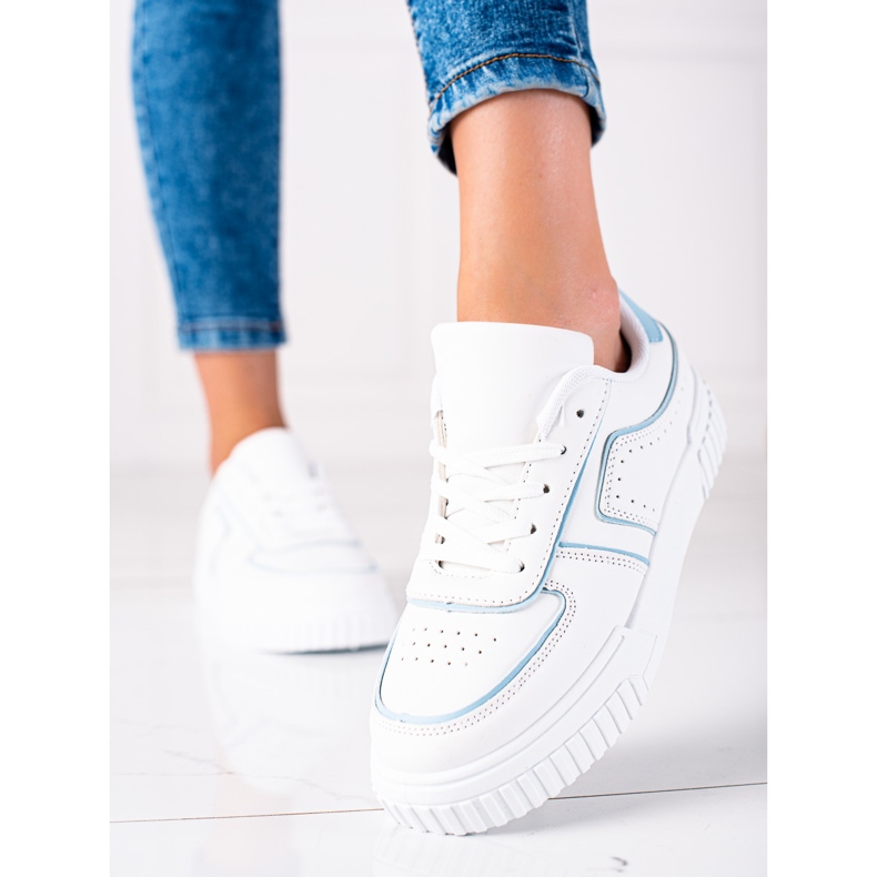 SHELOVET Scarpe da ginnastica bianche bianco blu 2