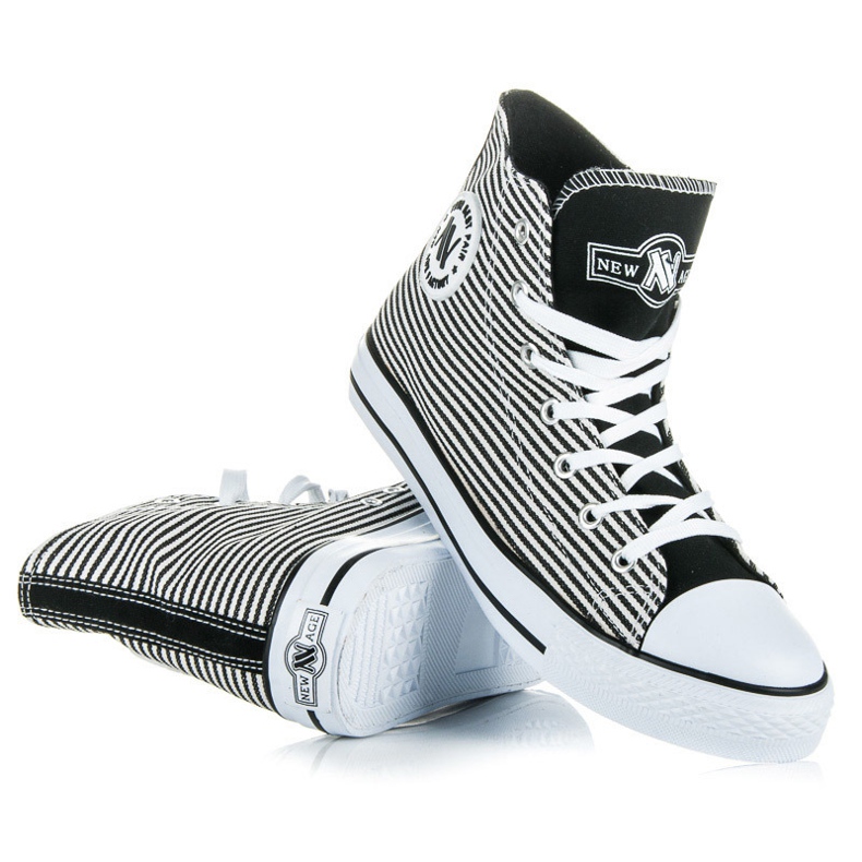 Scarpe da ginnastica alte New Age bianco nero 1