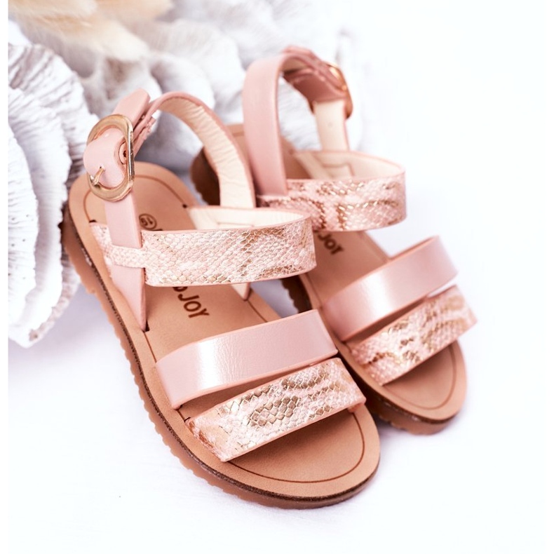 Sandali per bambini con motivo serpente lucido, rosa 1