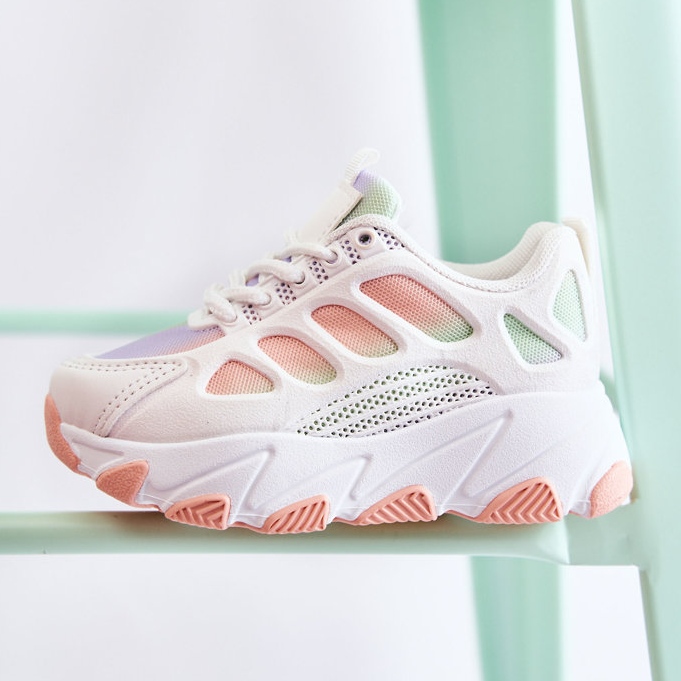 FR1 Scarpe sportive per bambini Britney multicolori bianca viola rosa verde 2