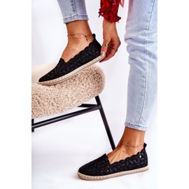 PE1 Ballerine senza lacci da donna con fiori Vennice neri nero 2