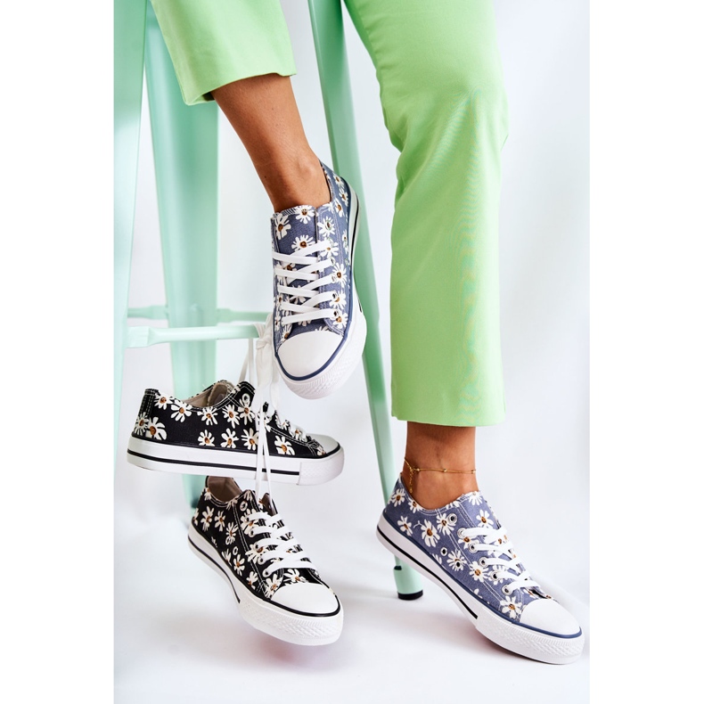 PS1 Sneakers Basse da Donna Janey Con Fiori Blu 2