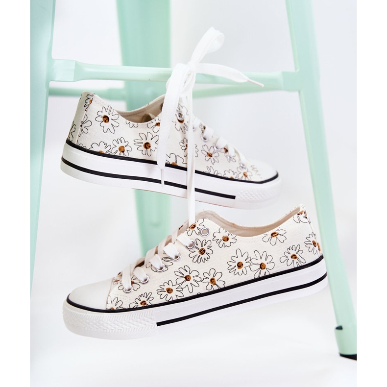 PS1 Sneakers Basse Da Donna Con Fiori Janey White bianco 2