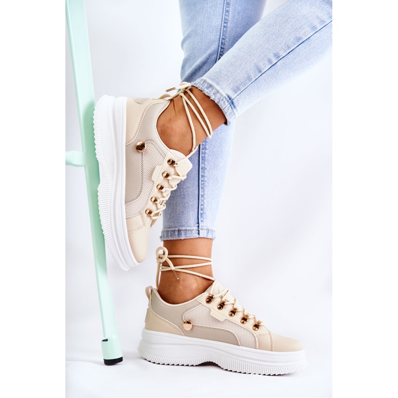 PG1 Scarpe Sportive da Donna in Pelle Beige Salmira 1