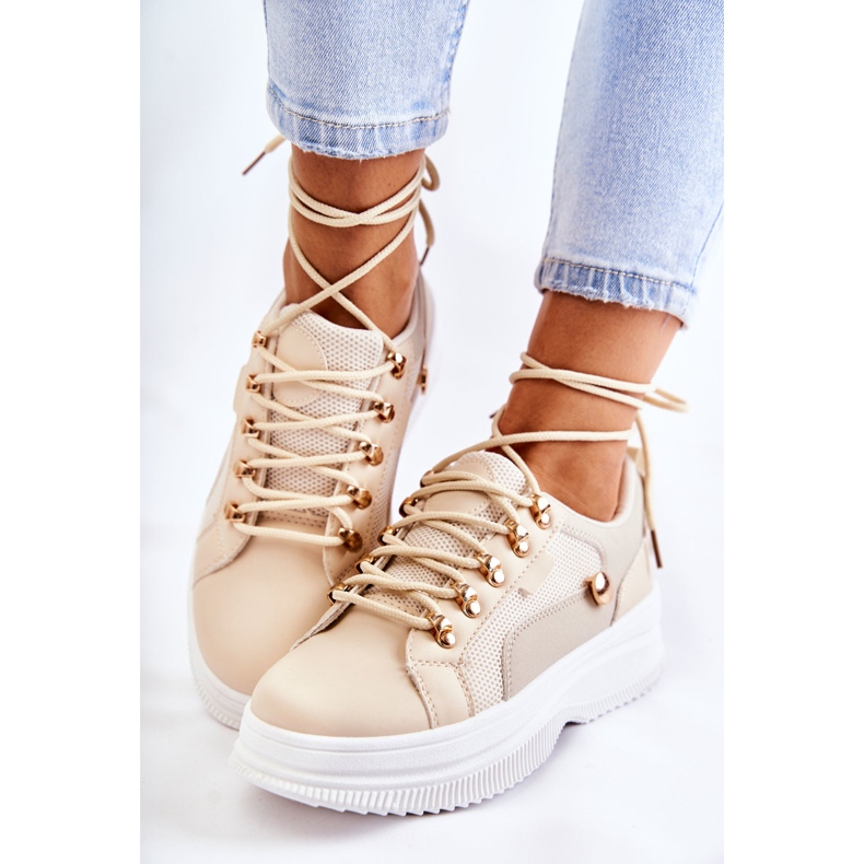 PG1 Scarpe Sportive da Donna in Pelle Beige Salmira 2