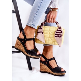 PG1 Sandali classici con zeppa in pelle nera Valorin nero 2