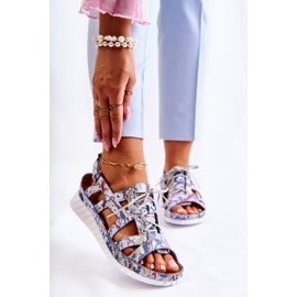 Maciejka Sandali da Donna in Pelle con Velcro 05375-06 Blu multicolore 1