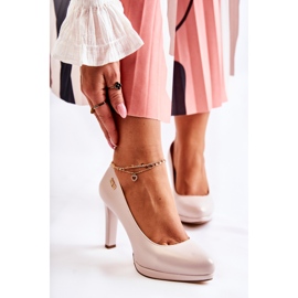 Sergio Leone Décolleté classici con plateau da donna, Beige Perla 2
