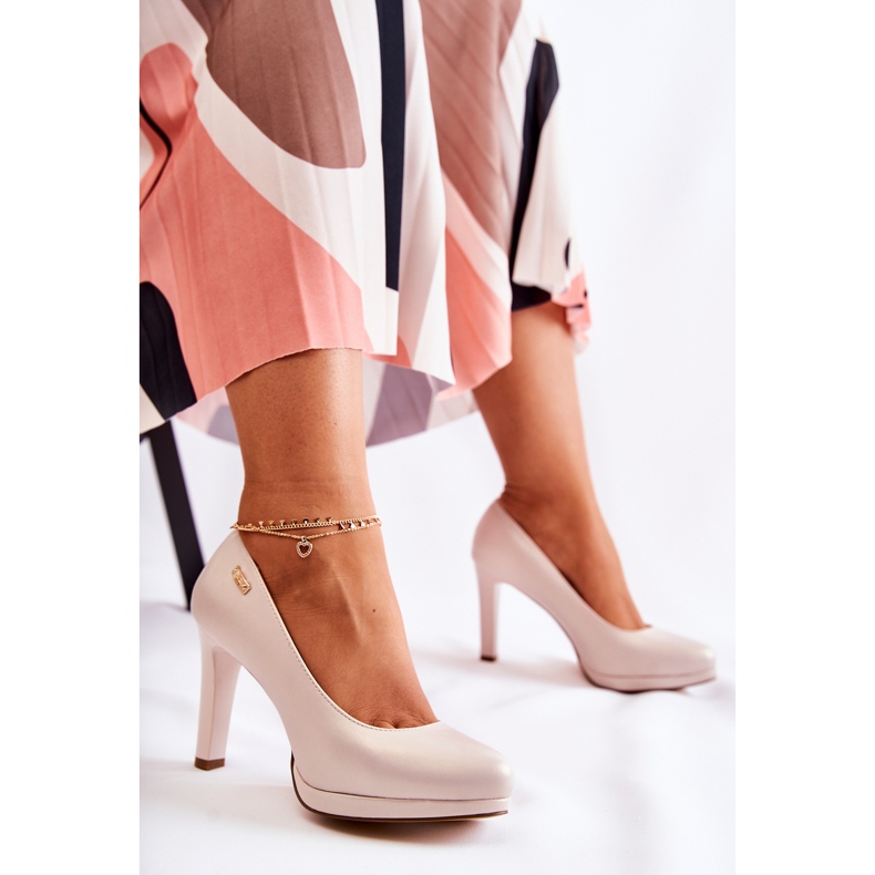 Sergio Leone Décolleté classici con plateau da donna, Beige Perla 1