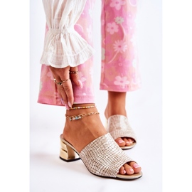 PA2 Pantofole Da Donna In Pelle Coccodrillo Sul Tacco Beige Perry 1