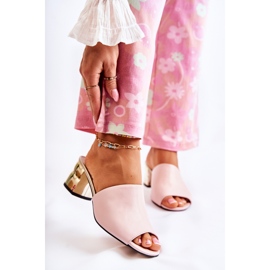 PA2 Pantofole Da Donna In Pelle Con Tacco Alto Rosa Perry 2