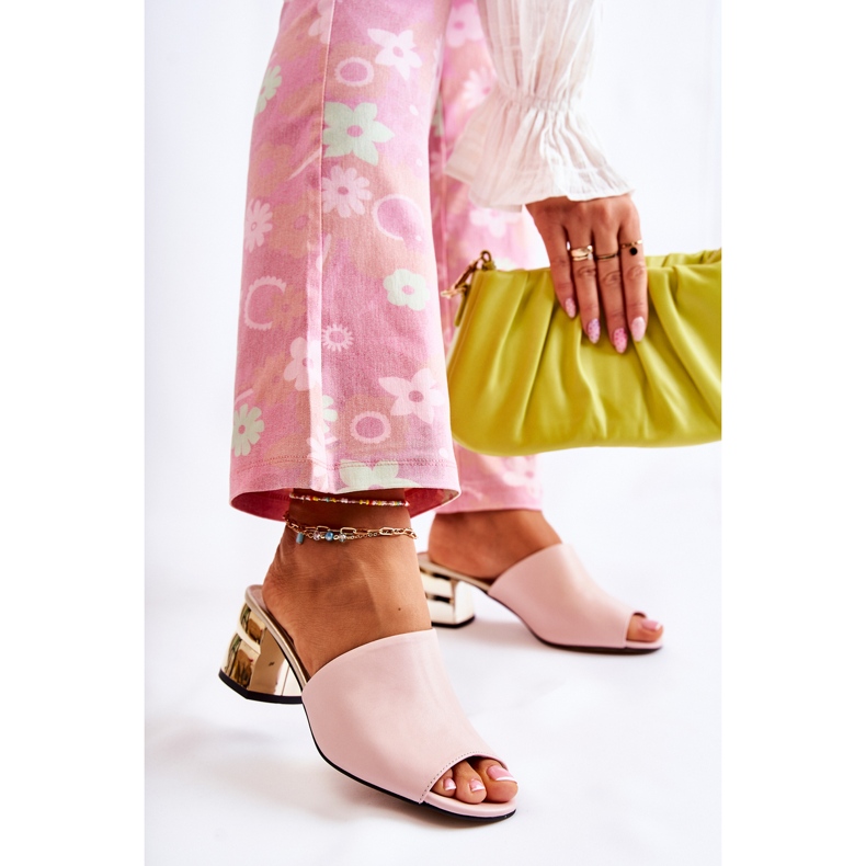 PA2 Pantofole Da Donna In Pelle Con Tacco Alto Rosa Perry 1