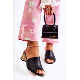 PA2 Ciabatte Da Donna In Pelle Con Tacco Nero Perry 1