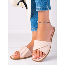 SHELOVET Ciabatte piatte da donna beige 2