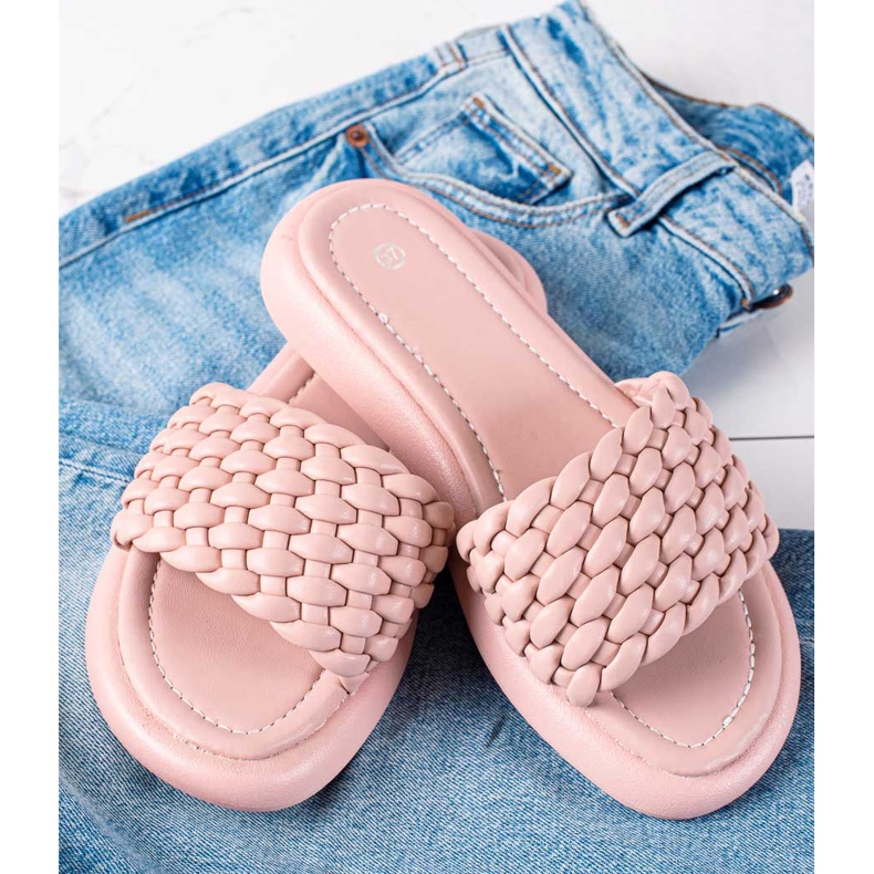 SHELOVET Ciabatte intrecciate da donna rosa 1