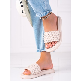 SHELOVET Ciabatte intrecciate da donna beige 1