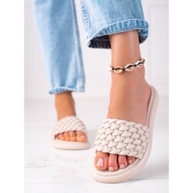 SHELOVET Ciabatte intrecciate da donna beige 2
