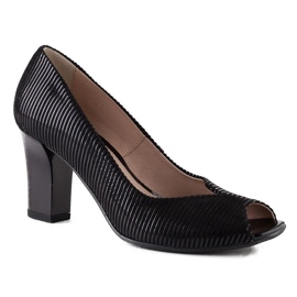 Marco Shoes décolleté a righe in pelle nera nero 1