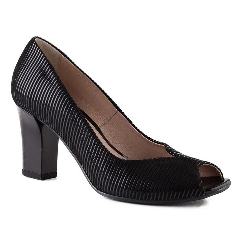 Marco Shoes décolleté a righe in pelle nera nero 1