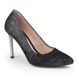 Marco Shoes Stiletti neri in vera pelle con tacco argento nero 1