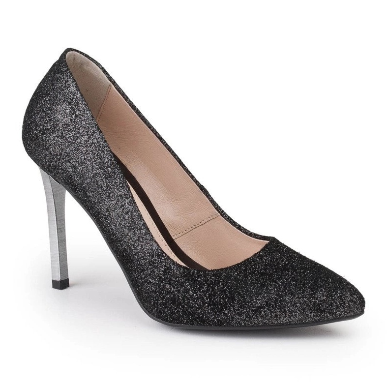 Marco Shoes Stiletti neri in vera pelle con tacco argento nero 1