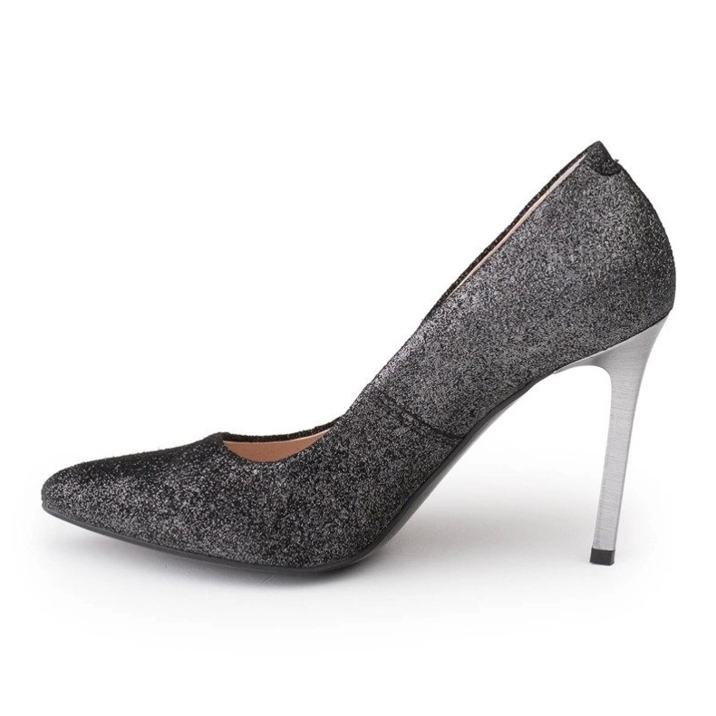 Marco Shoes Stiletti neri in vera pelle con tacco argento nero 2