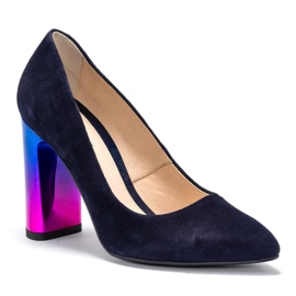 Marco Shoes Elegante décolleté in pelle con tacco alto multicolor blu navy 2