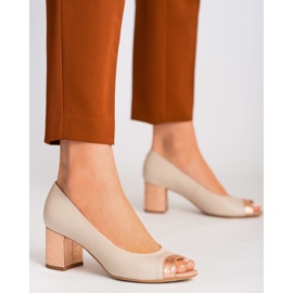 Marco Shoes Décolleté beige 1093P con tacco decorativo 1