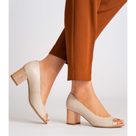 Marco Shoes Décolleté beige 1093P con tacco decorativo 2