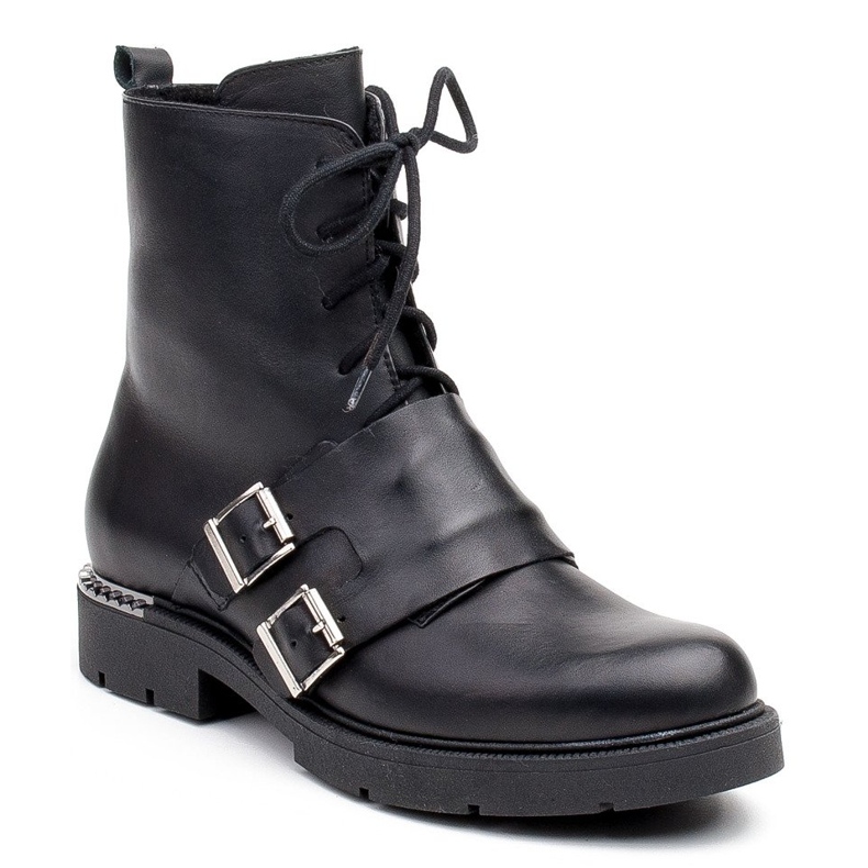 Marco Shoes Stivaletti donna stringati 1364B con doppia fibbia nero 2