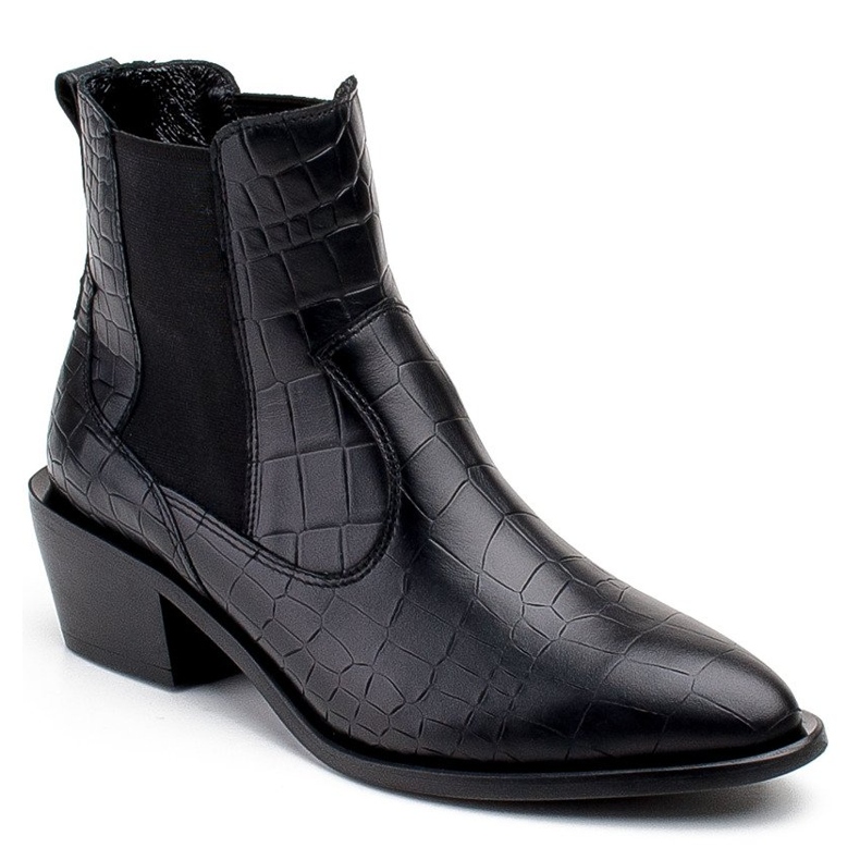 Marco Shoes Stivaletti da donna in stile cowboy con motivo a pelle di serpente nero 1