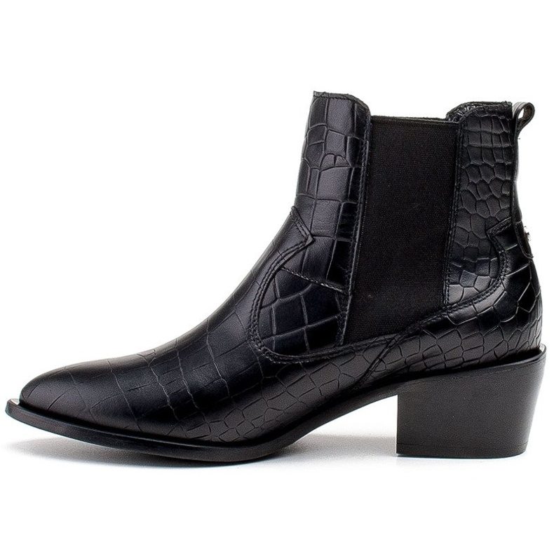 Marco Shoes Stivaletti da donna in stile cowboy con motivo a pelle di serpente nero 2