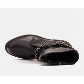 Marco Shoes Stivaletti in pelle con catena, fibbia e cerniera. cacciatori di pelli nero 2