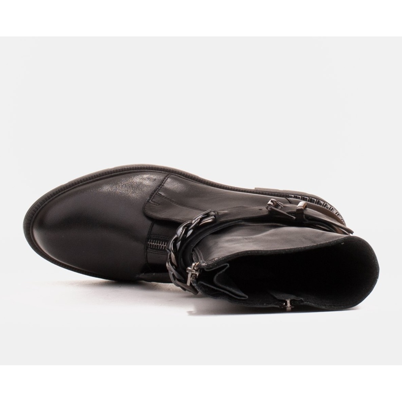 Marco Shoes Stivaletti in pelle con catena, fibbia e cerniera. cacciatori di pelli nero 2