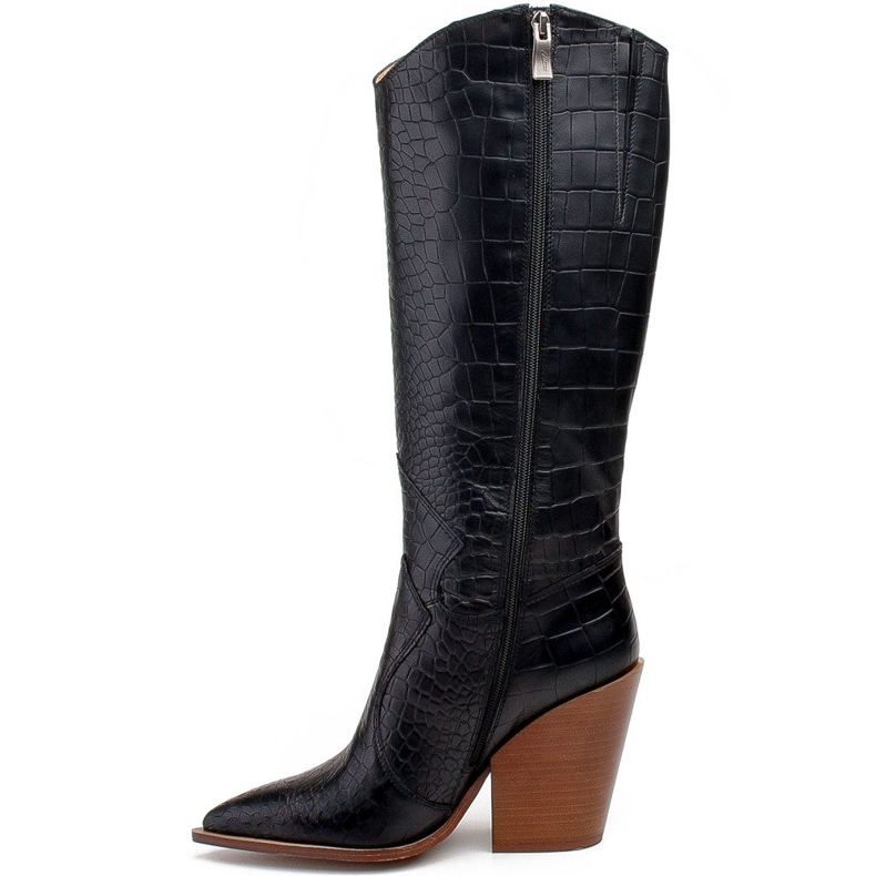 Marco Shoes Stivali neri da donna Marco 1373K stivali texani con pelle di rettile nero 1