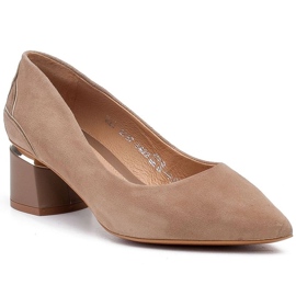 Marco Shoes Décolleté in camoscio beige con motivo floreale 1