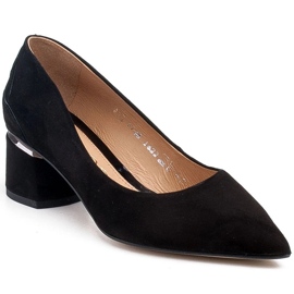 Marco Shoes Décolleté in camoscio nero con motivo floreale 1