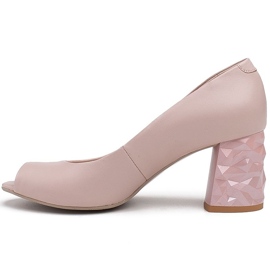 Marco Shoes Décolleté beige in pelle con tacco 3D rosa 2