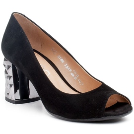 Marco Shoes Décolleté in camoscio nero con tacco metallico 3D 1