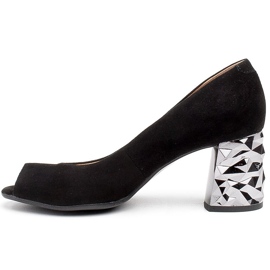 Marco Shoes Décolleté in camoscio nero con tacco metallico 3D 2