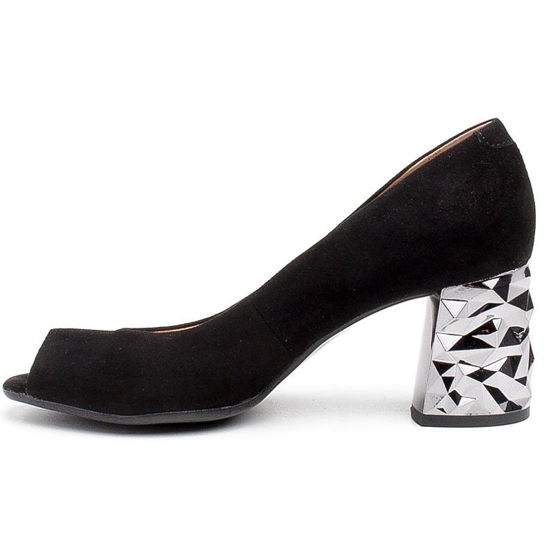 Marco Shoes Décolleté in camoscio nero con tacco metallico 3D 2