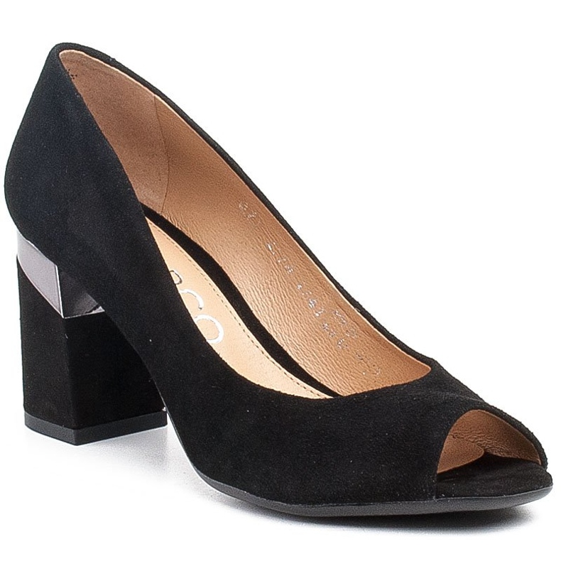 Marco Shoes Décolleté in camoscio nero con tacco metallico 1