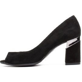 Marco Shoes Décolleté in camoscio nero con tacco metallico 2