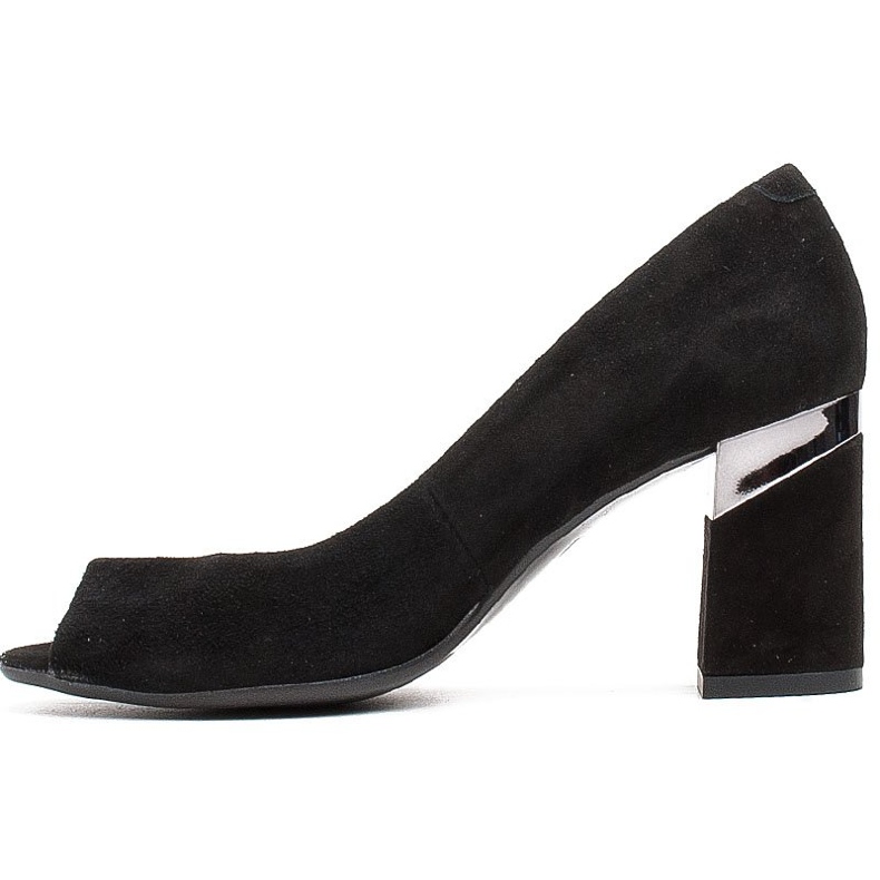 Marco Shoes Décolleté in camoscio nero con tacco metallico 2