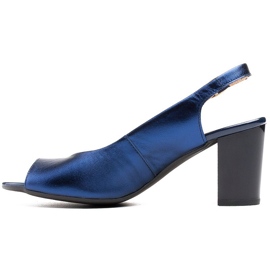 Marco Shoes Sandali Marco in pelle metallizzata con tacco stabile blu navy blu 2