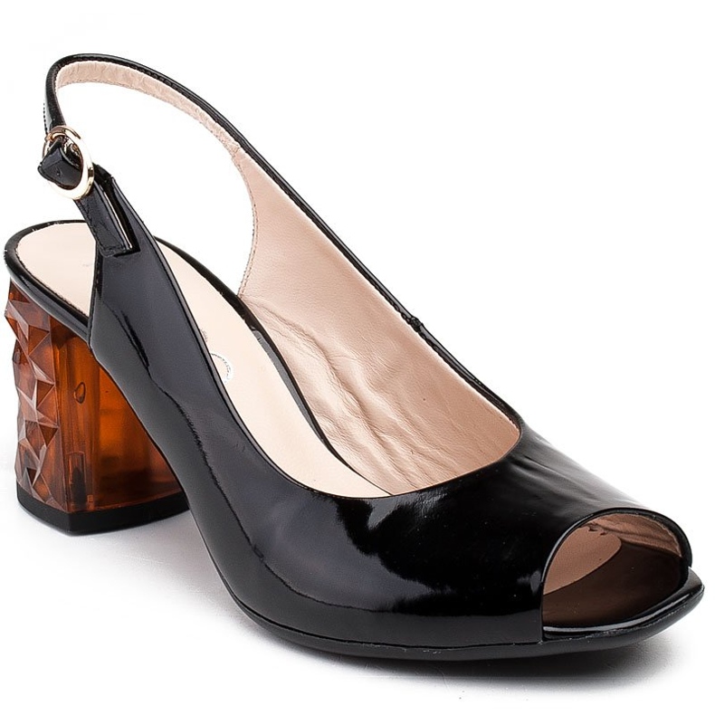 Marco Shoes Sandali neri laccati con tacco 3D ambra nero 1
