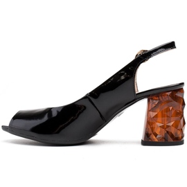 Marco Shoes Sandali neri laccati con tacco 3D ambra nero 2